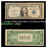1935G No Motto $1 Blue Seal Silver Certificate Gra