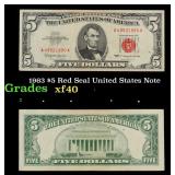 1963 $5 Red Seal United States Note Grades xf