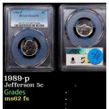 PCGS 1989-p Jefferson Nickel 5c ms62 fs PCGS