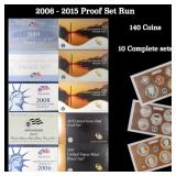 *Highlight* 2006-2015 Proof Set Run 140 Coins 10 C
