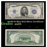 1934D $5 Blue Seal Silver Certificate Grades Selec