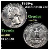 1989-p Washington Quarter 25c Grades GEM+ Unc