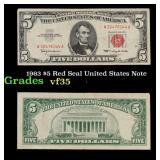 1963 $5 Red Seal United States Note Grades vf++