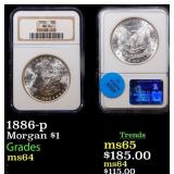 NGC 1886-p Morgan Dollar $1 ms64 NGC