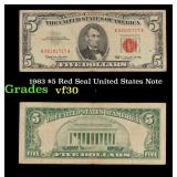 1963 $5 Red Seal United States Note Grades vf++