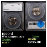 1990-d Washington Quarter 25c ms67 SEGS