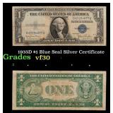 1935D $1 Blue Seal Silver Certificate Grades vf++