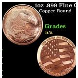 1oz .999 Fine Copper Bullion Round - Bald Eagle St