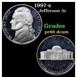 1997-s Proof Jefferson Nickel 5c Grades GEM++ Proo