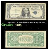 1957B $1 Blue Seal Silver Certificate Grades vf++