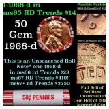 BU Shotgun Lincoln 1c roll, 1968-d 50 pcs Bank Wra