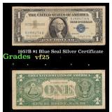 1957B $1 Blue Seal Silver Certificate Grades vf+