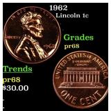 1962 Proof Lincoln Cent 1c Grades GEM++ Proof