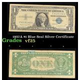 1957A $1 Blue Seal Silver Certificate Grades vf+