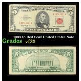 1963 $5 Red Seal United States Note Grades vf++