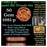 BU Shotgun Lincoln 1c roll, 1981-p 50 pcs Bank Wra