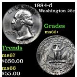 1984-d Washington Quarter 25c Grades GEM++ Unc