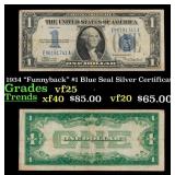 1934 $1 Blue Seal Silver Certificate Grades vf+