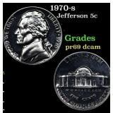 1970-s Proof Jefferson Nickel 5c Grades GEM++ Proo