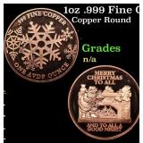 1oz .999 Fine Copper Bullion Round - Merry Christm