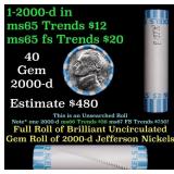 BU Shotgun Jefferson 5c roll, 2000-d 40 pcs Bank $