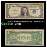 1957B $1 Blue Seal Silver Certificate Grades vf++