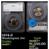 1974-d Washington Quarter 25c ms67+ SEGS