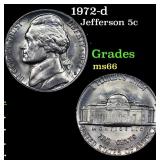 1972-d Jefferson Nickel 5c Grades GEM+ Unc