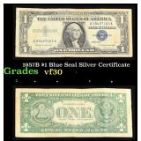 1957B $1 Blue Seal Silver Certificate Grades vf++