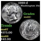 1989-d Washington Quarter 25c Grades GEM++ Unc