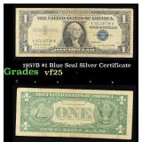 1957B $1 Blue Seal Silver Certificate Grades vf+