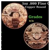 1oz .999 Fine Copper Bullion Round - We