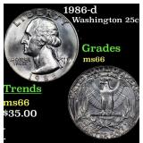 1986-d Washington Quarter 25c Grades GEM+ Unc