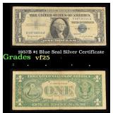 1957B $1 Blue Seal Silver Certificate Grades vf+