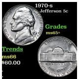 1970-s Jefferson Nickel 5c Grades GEM+ Unc