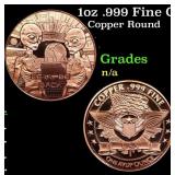 1oz .999 Fine Copper Bullion Round - We