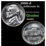 1986-d Jefferson Nickel 5c Grades GEM Unc