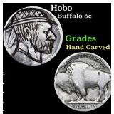 Hobo Buffalo Nickel 5c Grades Hand Carved