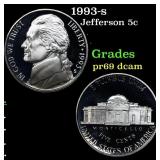 1993-s Proof Jefferson Nickel 5c Grades GEM++ Proo