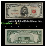 1963 $5 Red Seal United States Note Grades vf++