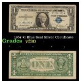 1957 $1 Blue Seal Silver Certificate Grades vf++