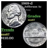 1969-d Jefferson Nickel 5c Grades GEM++ Unc