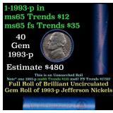 BU Shotgun Jefferson 5c roll, 1993-p 40 pcs Bank $