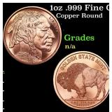 1oz .999 Fine Copper Bullion Round - Buffalo Nickl
