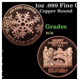1oz .999 Fine Copper Bullion Round - Merry Christm