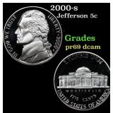 2000-s Proof Jefferson Nickel 5c Grades GEM++ Proo