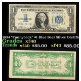 1934 $1 Blue Seal Silver Certificate Grades xf