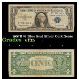 1957B $1 Blue Seal Silver Certificate Grades vf++