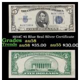 1934C $5 Blue Seal Silver Certificate Grades Choic