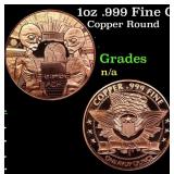 1oz .999 Fine Copper Bullion Round - We